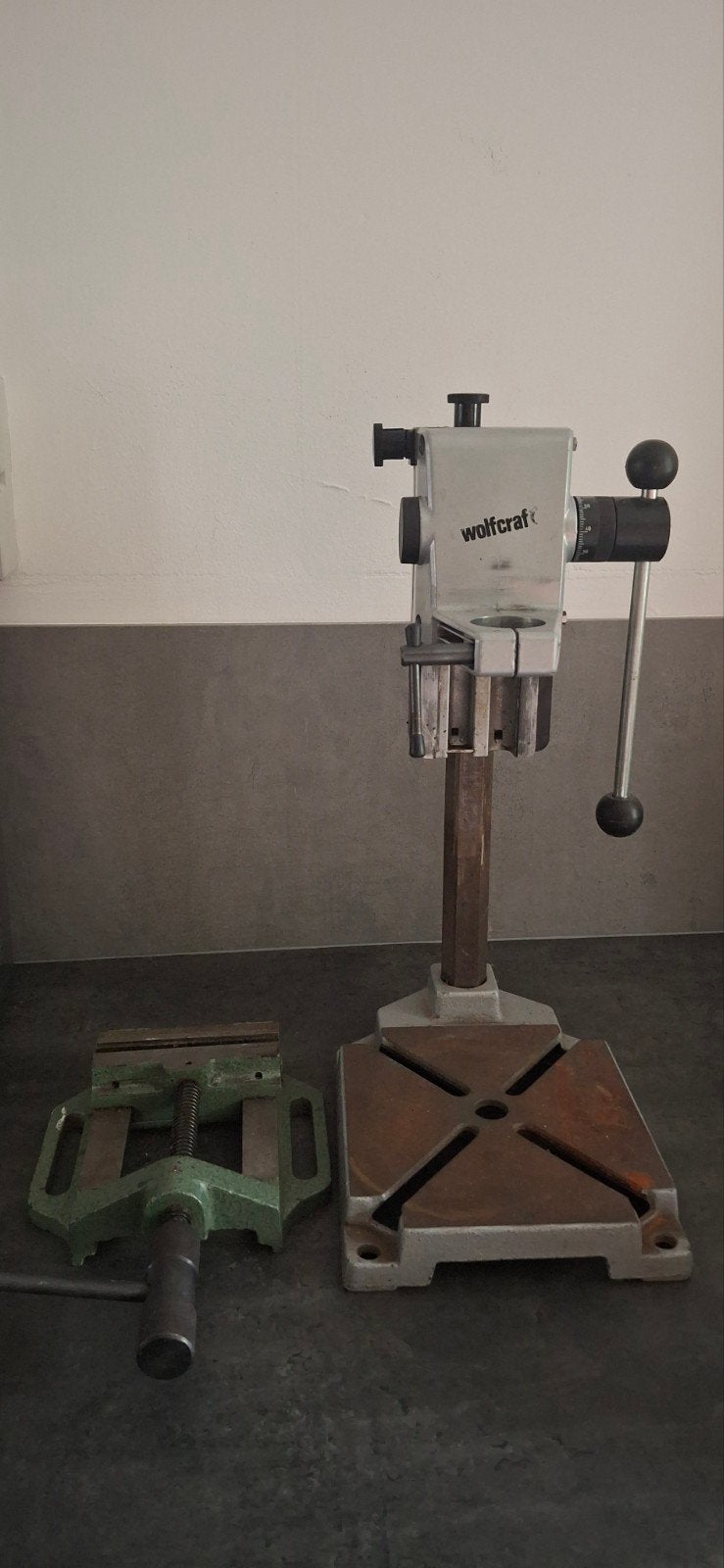 Wolfcraft Boorstandaard met bankschroef, Ophalen, Gebruikt, Kolomboormachine