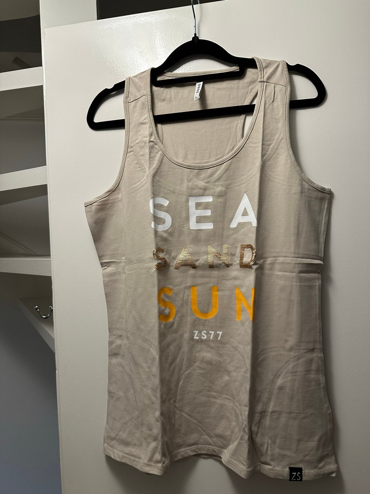 ZOSO Tanktop "SEA SAND SUN" - Maat L, Beige, Maat 42/44 (L), Nieuw, Ophalen of Verzenden