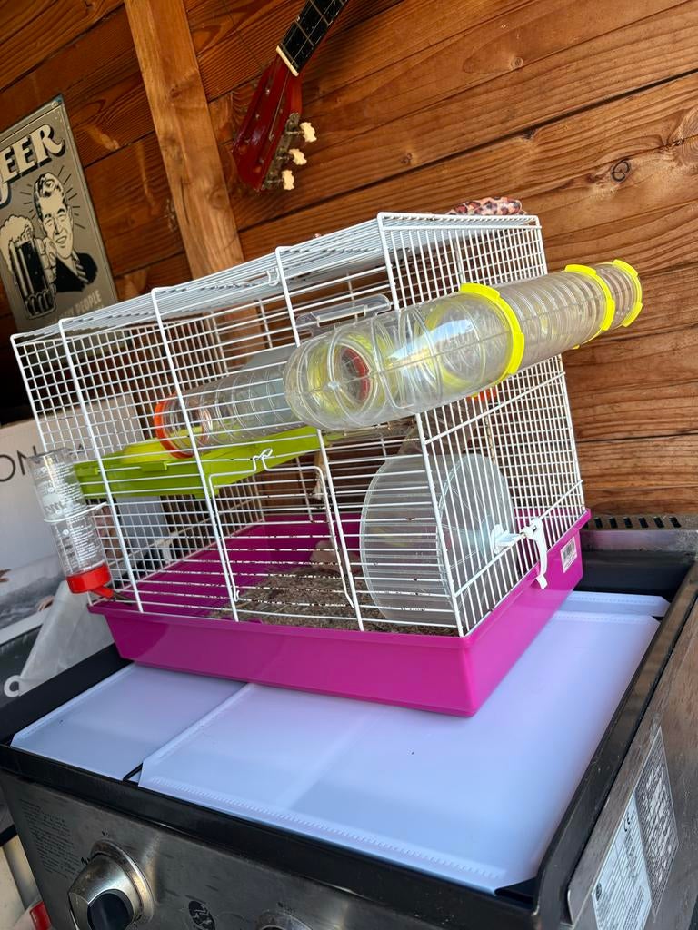 Hamsterkooi, Dieren en Toebehoren, Knaagdieren en Konijnen | Hokken en Kooien, Kooi, Minder dan 75 cm, Zo goed als nieuw, Ophalen