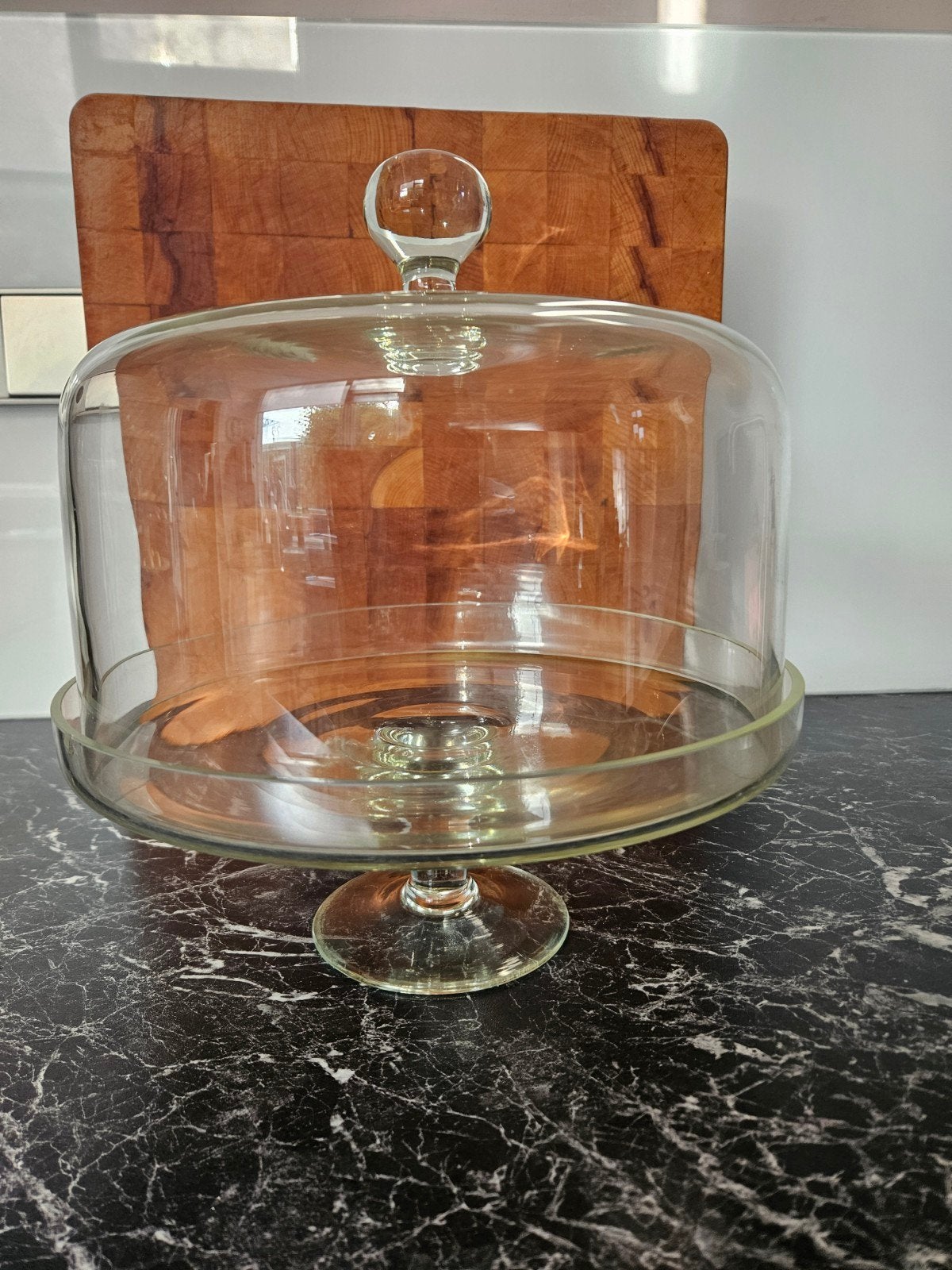 Glazen taartplateau met stolp - Gebruikt, Ophalen, Overige merken, Glas, Overige typen