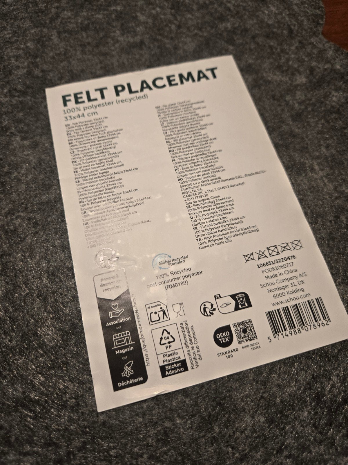 4x vilt placemat, Ophalen, Nieuw