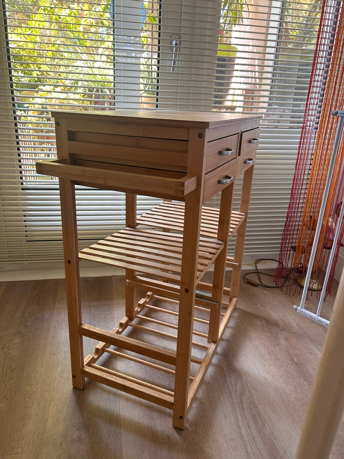 Houten Keukentrolley met Lades en Rekken, Huis en Inrichting, Gebruikt, Hout, Keukentrolley, Ophalen of Verzenden