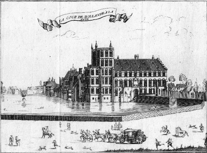 Gravure buitenhof hofvijver Den Haag, Jacques Harrewijn 1720, Antiek en Kunst, Verzenden, Architectuur, Gravure, Origineel