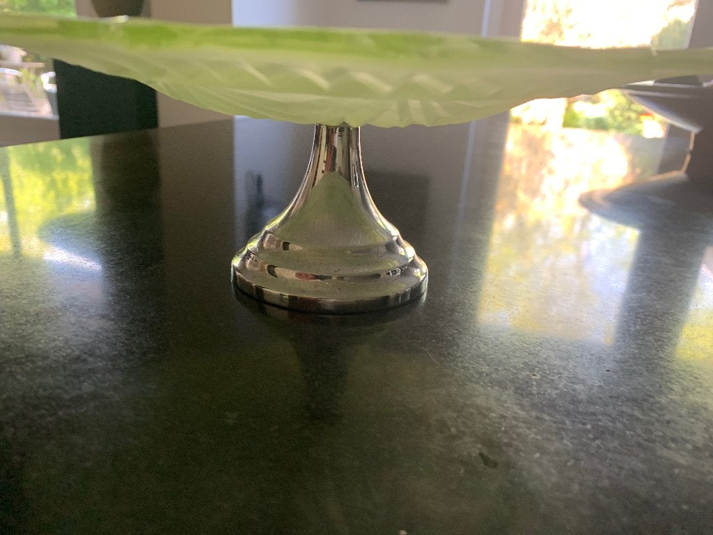 Art Deco cake stand groen glas, Ophalen of Verzenden