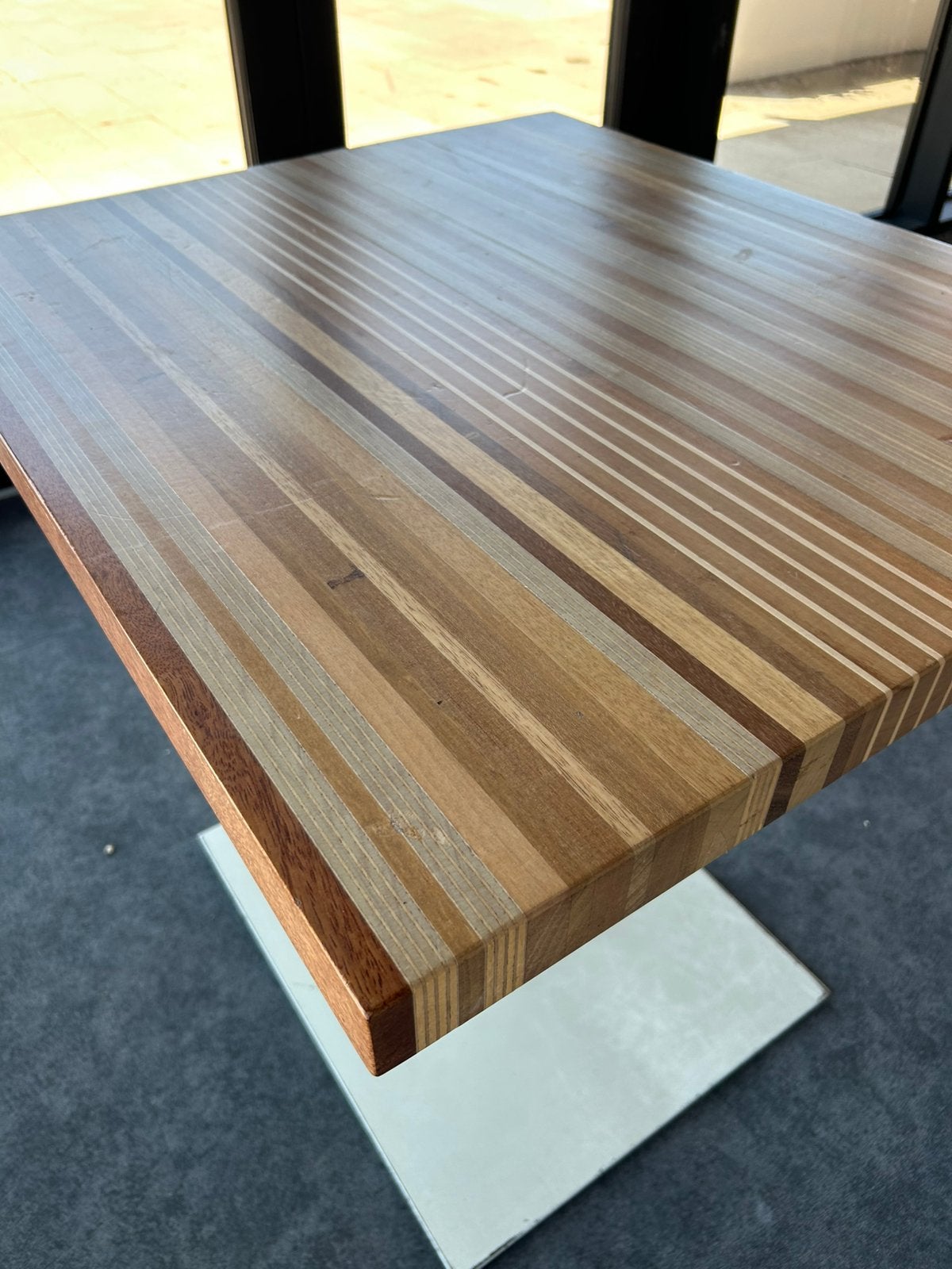 Massief Houten Bistro-/Eettafel 80x70 cm – Uniek Design, Ophalen, Gebruikt, Meubilair