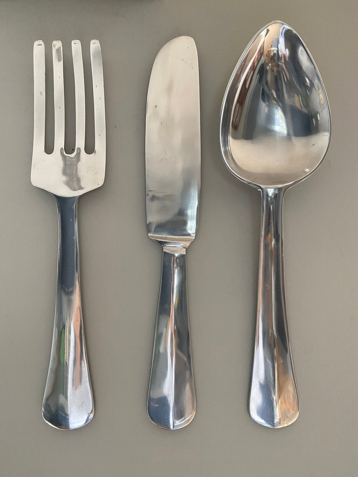 Groot decoratief bestek set - vork, mes, lepel, Ophalen of Verzenden, Rvs of Chroom