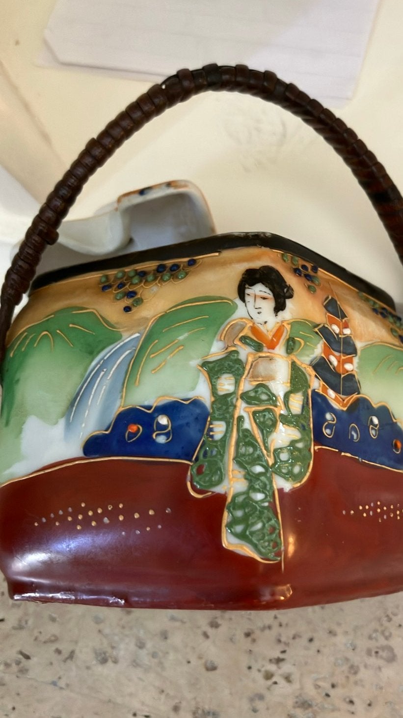 Japans suikerpot met deksel en pitriet hengsel, Ophalen of Verzenden