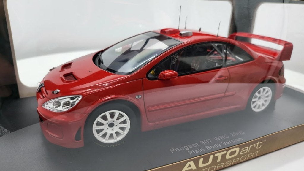 Peugeot 307 WRC 2005 Plain Body Version Red, Hobby en Vrije tijd, Auto, Autoart, Autoart, Nieuw