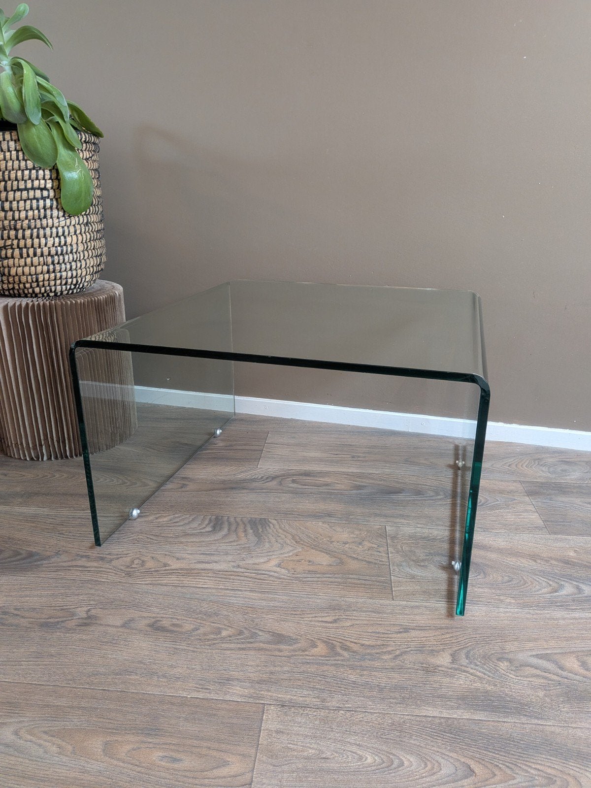 Glazen design salontafel / bijzettafel, Huis en Inrichting, Ophalen, Gebruikt, 50 tot 100 cm, 50 tot 100 cm