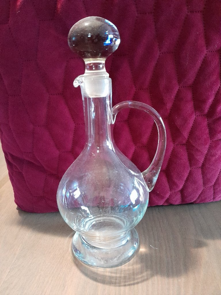Mooie vintage karaf of kan of fles met handvat en dop, Ophalen