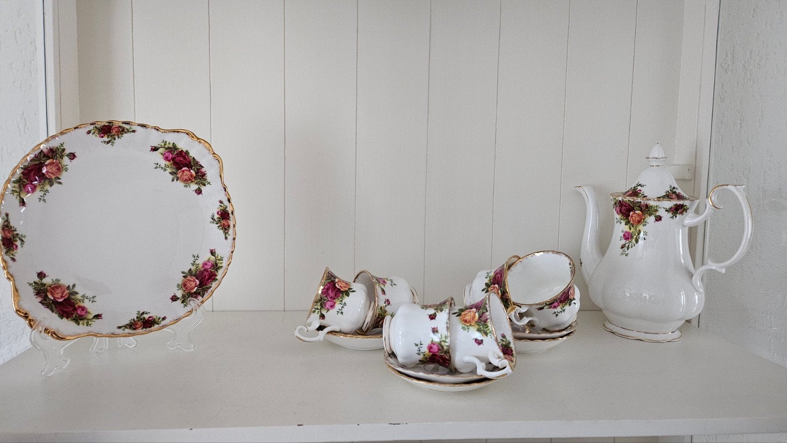 Prachtig Royal Albert Old Country Roses theeservies, Klassiek, Ophalen of Verzenden, Zo goed als nieuw, Royal Albert