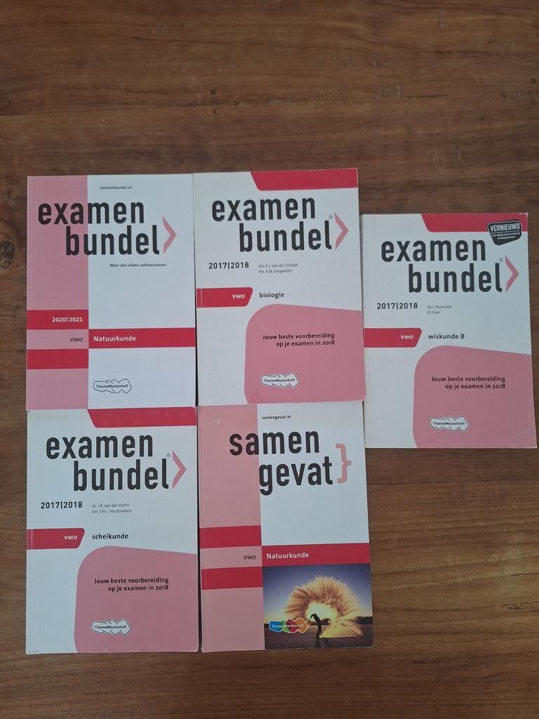 Examenbundels VWO Natuurkunde. Bio, Wiskunde B, Scheiku, Ophalen of Verzenden, Gelezen, VWO, Natuurkunde
