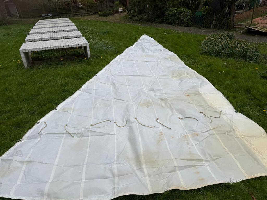 Set tjalkzeilen (EM) ongebruikt.Ca 25 jaar oud., 6 meter of meer, Stormfok, Zo goed als nieuw, Ophalen