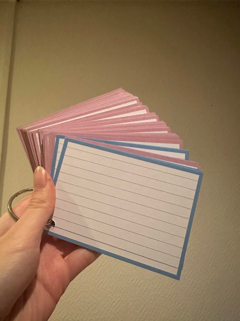 220 stuks flashcards pastel roze blauw incl ringen, Diversen, Schoolbenodigdheden, Ophalen of Verzenden, Nieuw