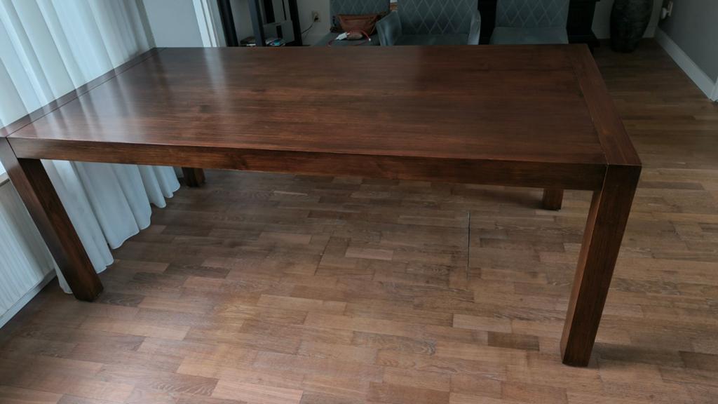 Teak houten eettafel., Ophalen, Teakhout, 200 cm of meer, 50 tot 100 cm