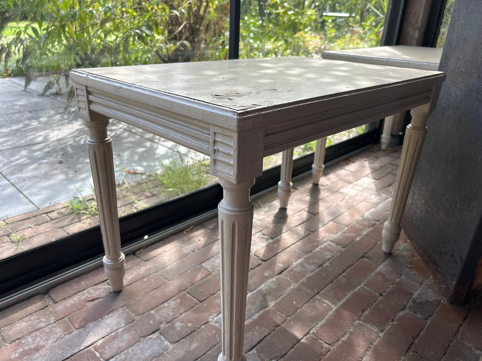 Set van 2 Brocante Bijzettafels/Nachtkastjes 60x40x45 cm, Antiek en Kunst, Ophalen