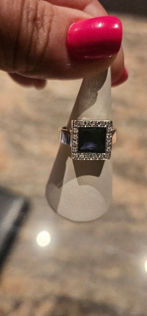Wit gouden massieve ring met Tanzaniet  en diamanten, Wit, Nieuw, Ophalen of Verzenden, 17 tot 18