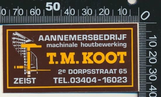 Sticker: Aannemersbedrijf Koot - Zeist, Ophalen of Verzenden, Zo goed als nieuw, Bedrijf of Vereniging