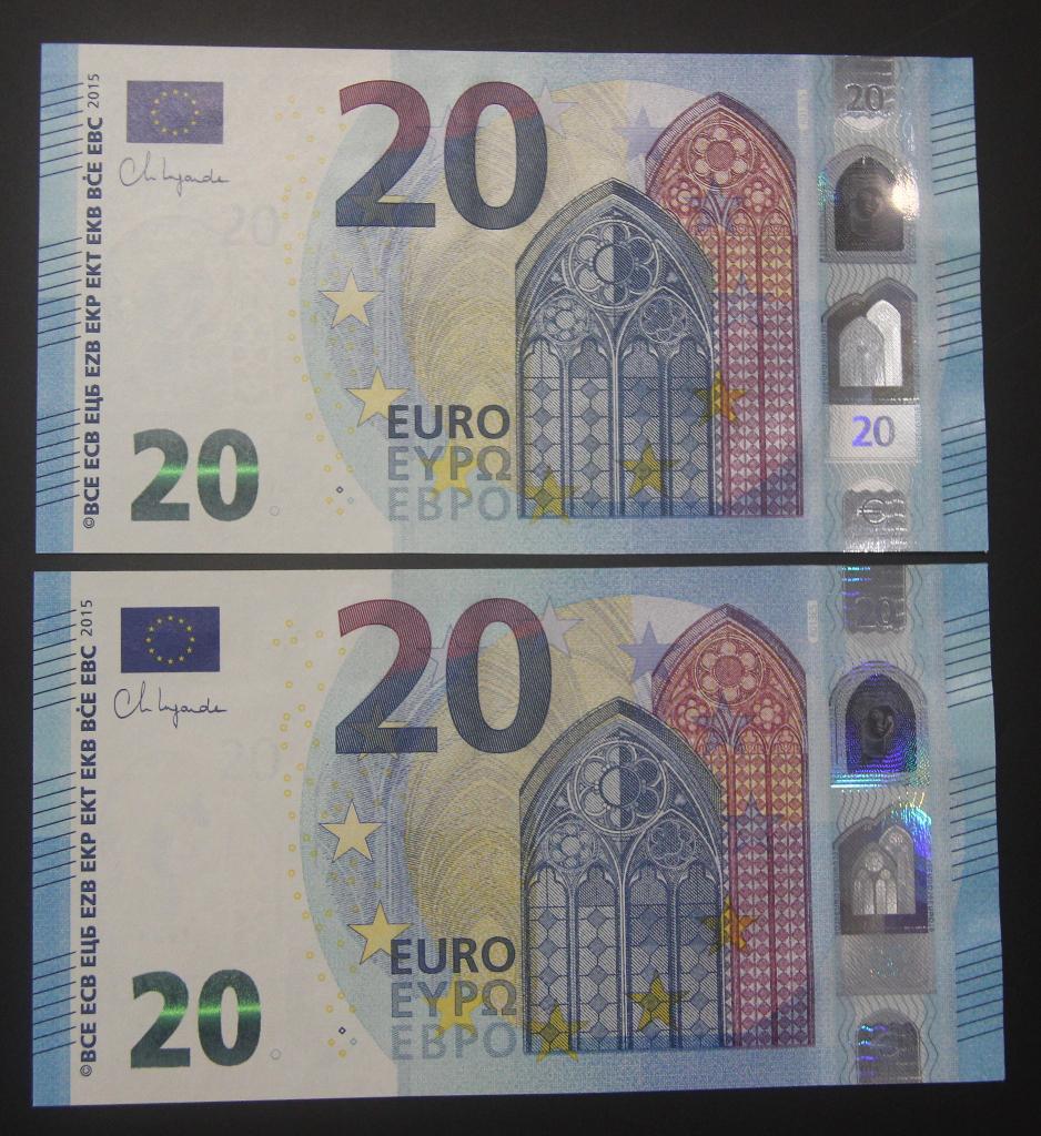 2x 20 euro opv. RP0784118475(84) ongelopen, Postzegels en Munten, Bankbiljetten | Europa | Eurobiljetten, Ophalen of Verzenden
