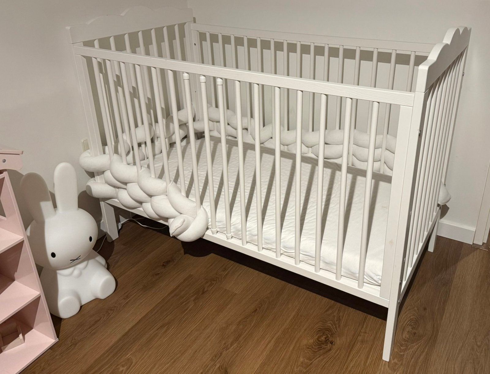 Klupś Oliver babybedje+Hevea babymatras+bedbumper, Ophalen, Zo goed als nieuw, Minder dan 140 cm, Minder dan 70 cm