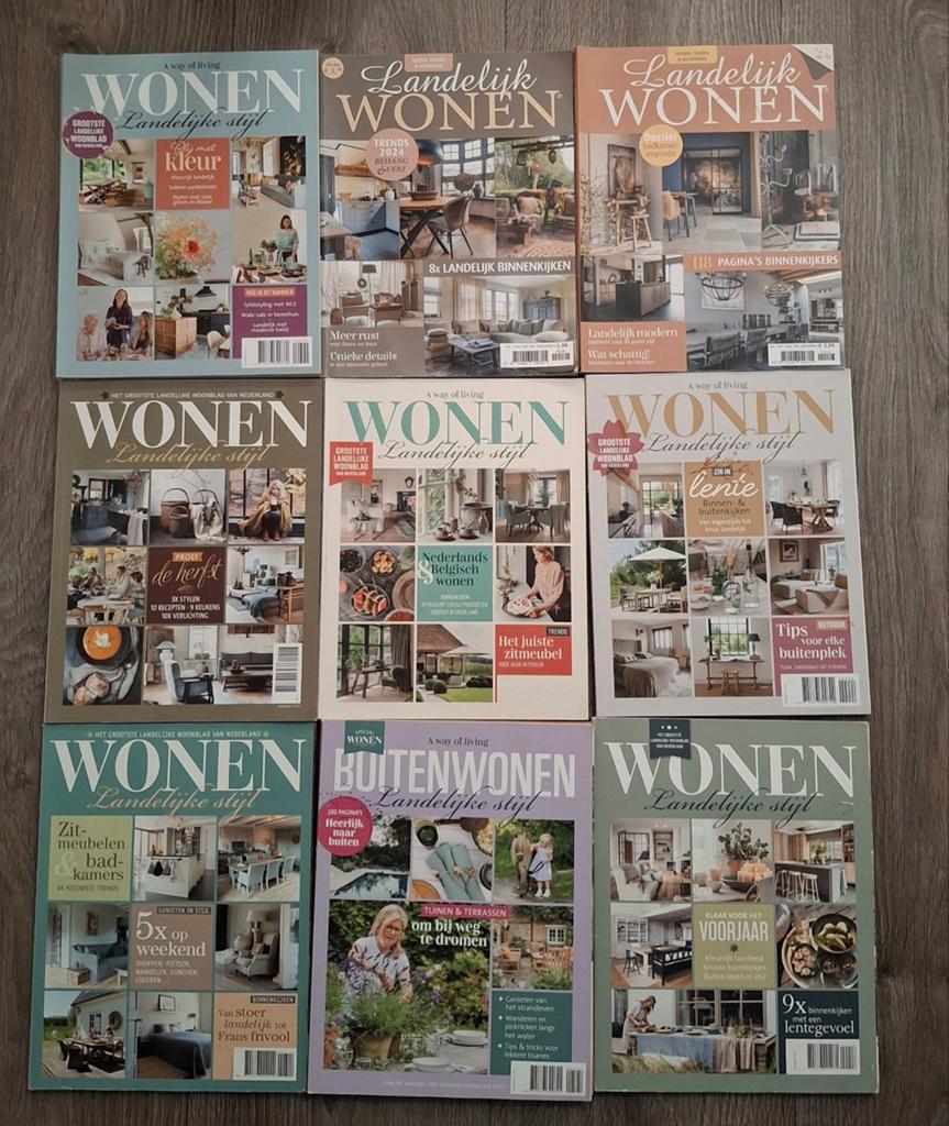 29 woontijdschriften o.a Landelijke Stijl, VT Wonen, Arianna, Boeken, Tijdschriften en Kranten, Gelezen, Overige typen, Ophalen of Verzenden