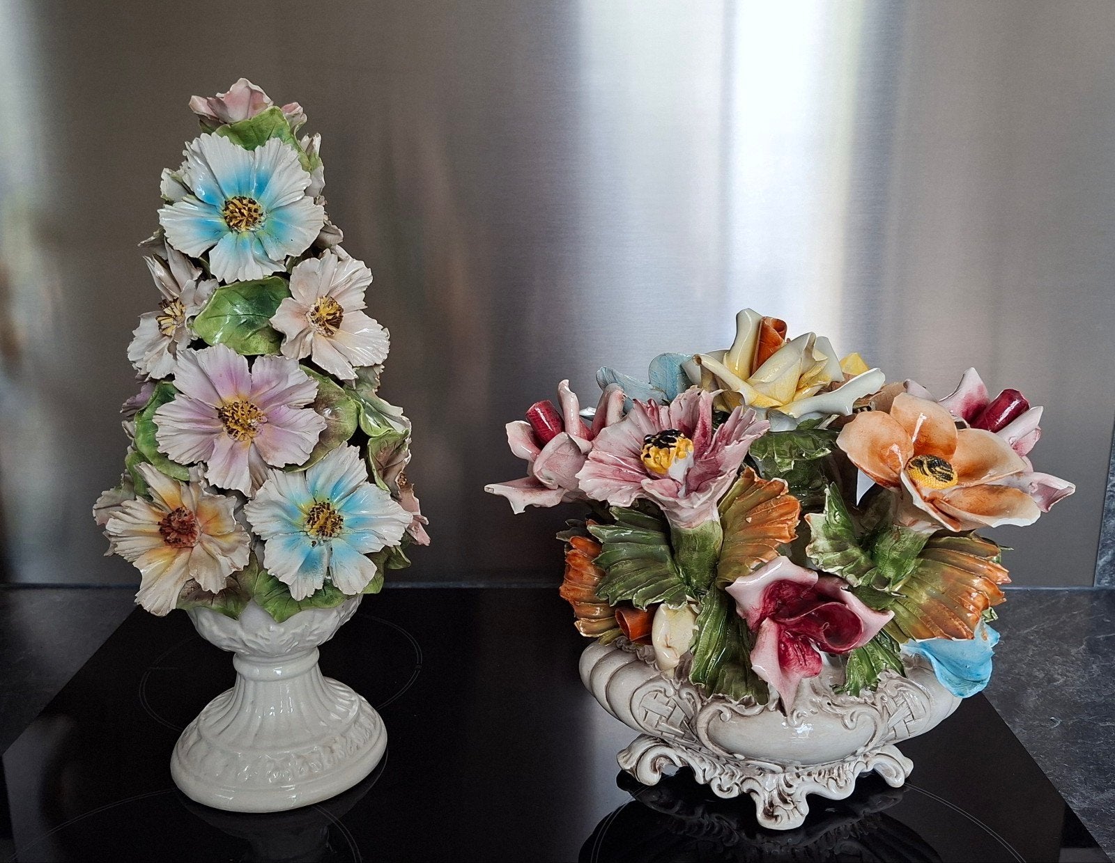 Vintage Decoratieve Porseleinen Bloemstukken - Handgeschilde, Ophalen of Verzenden