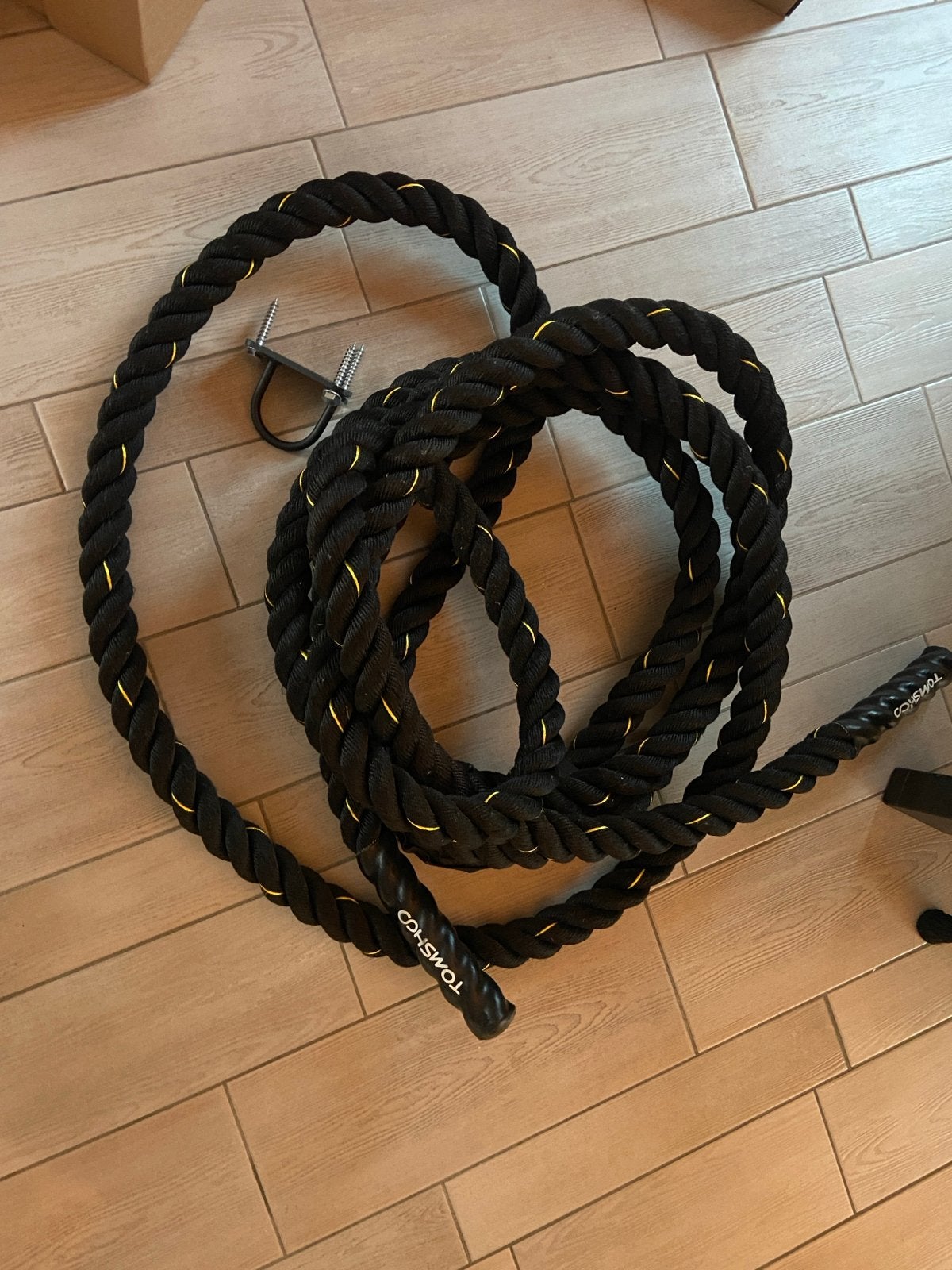 Battle Rope / fitness touw 10 m met muurbevestiging, Sport en Fitness, Fitnessmaterialen, Ophalen, Zo goed als nieuw, Armen, Battle rope
