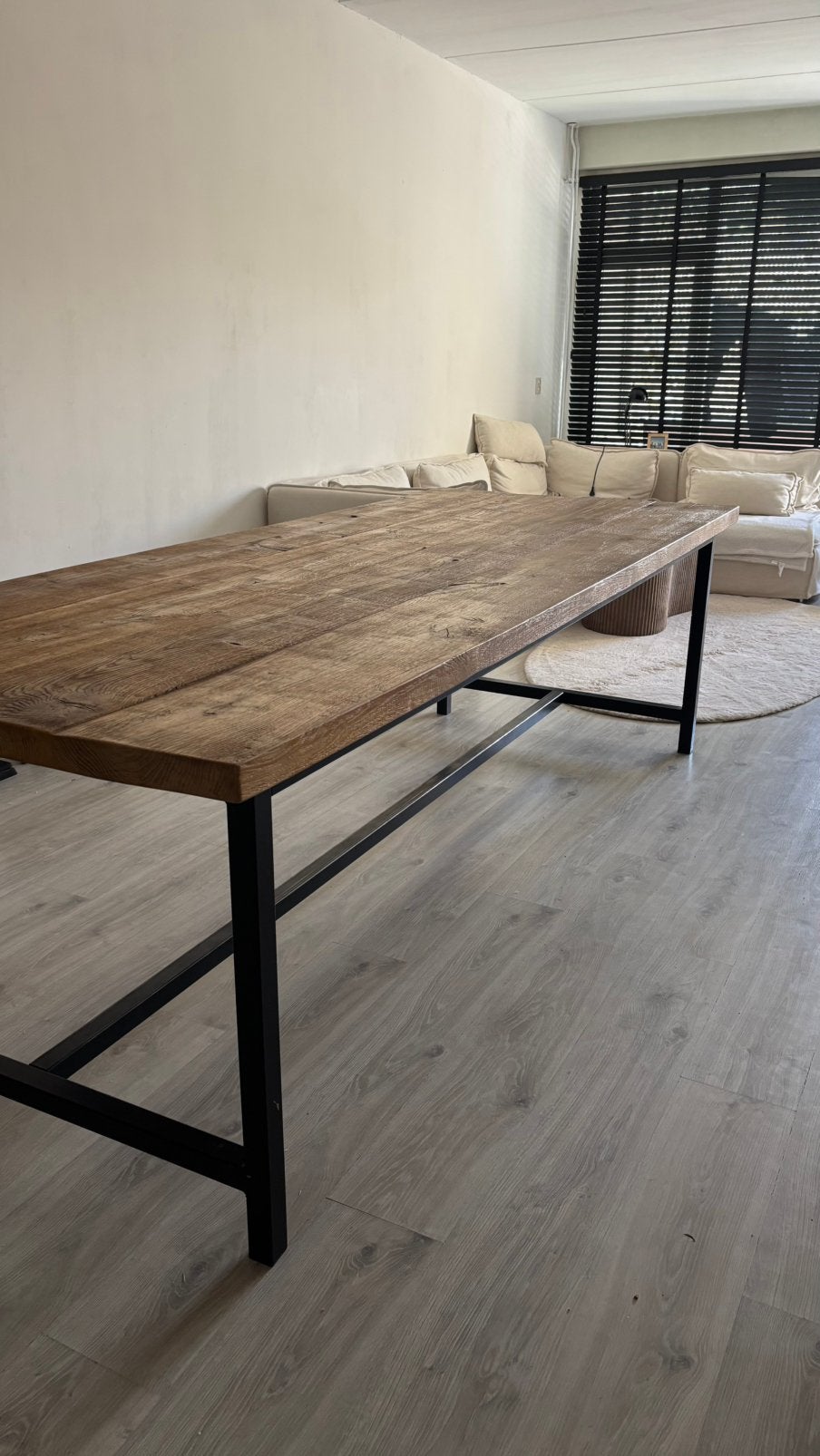 Eiken eettafel/vergadertafel/tuintafel 2.60-1.00, Ophalen, 100 tot 150 cm, Eikenhout, 200 cm of meer