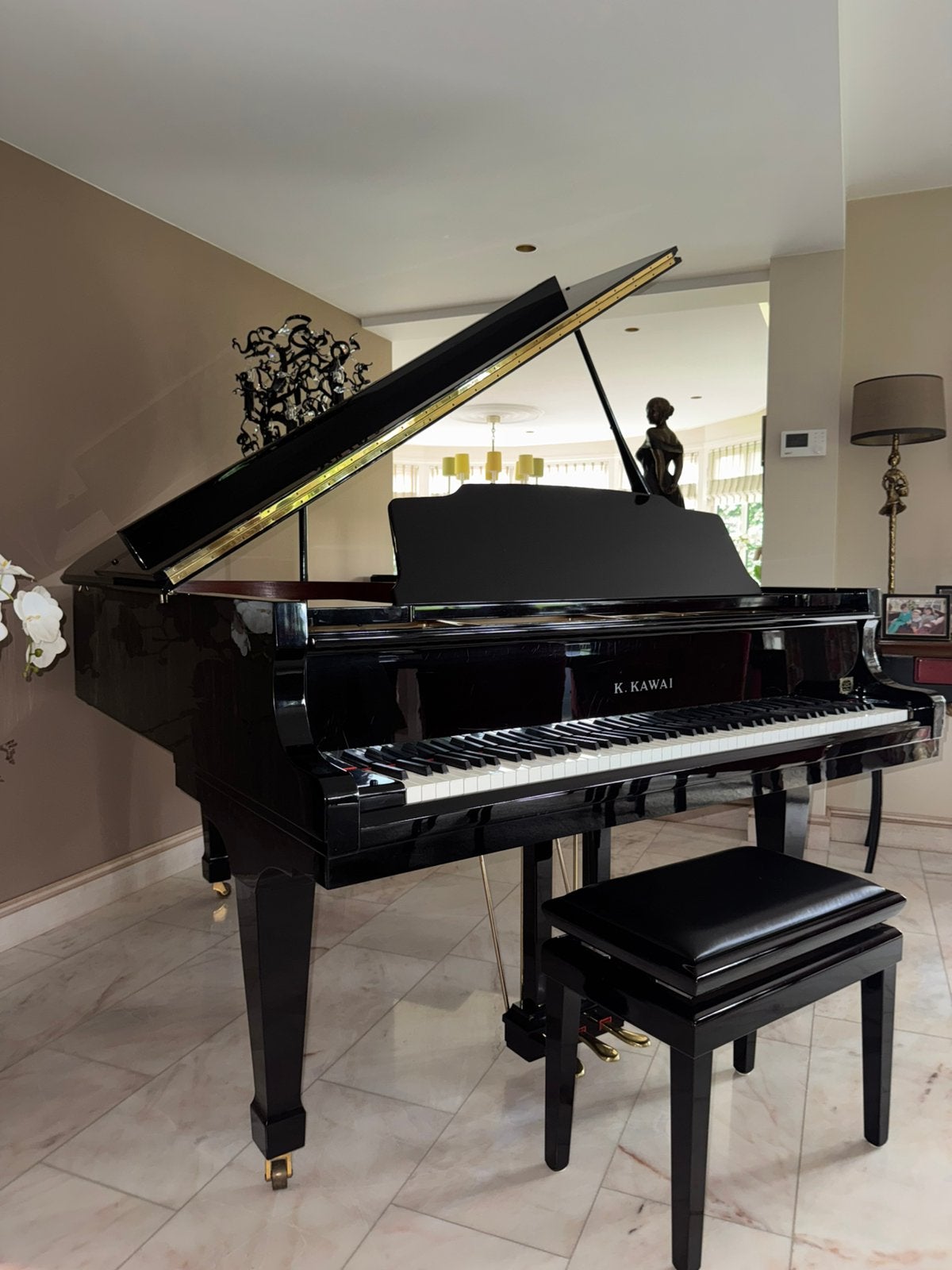 K. Kawai GS-40 Vleugel – Bouwjaar 1991 – Topstaat, Muziek en Instrumenten, Piano's, Ophalen, Zwart, Zo goed als nieuw, Hoogglans