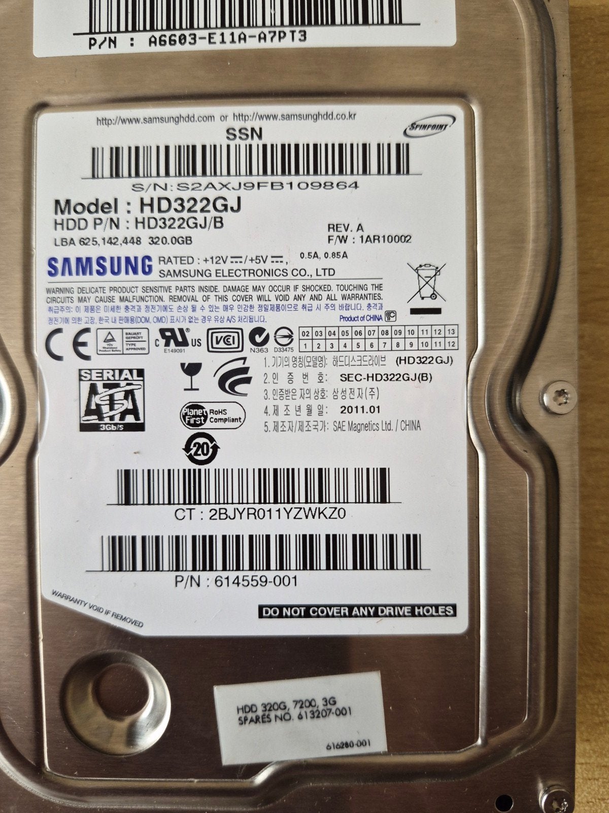 Samsung Spinpoint HD322GJ 320GB HDD - Intern, SATA, Computers en Software, Harde schijven, Gebruikt, Server, Intern, HDD, SATA
