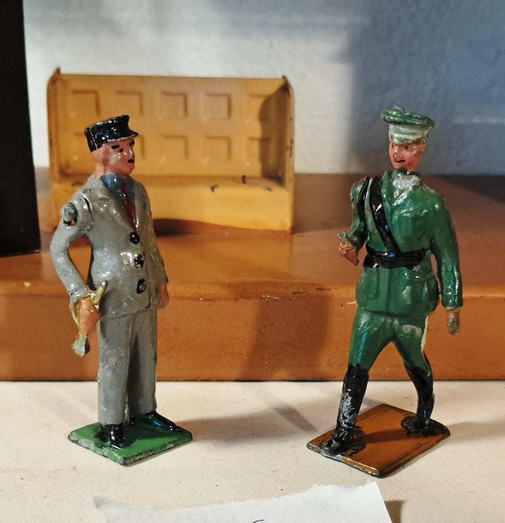 spoor 0 – 1 oude tinnen militaire figuren  frans leger, Ophalen of Verzenden