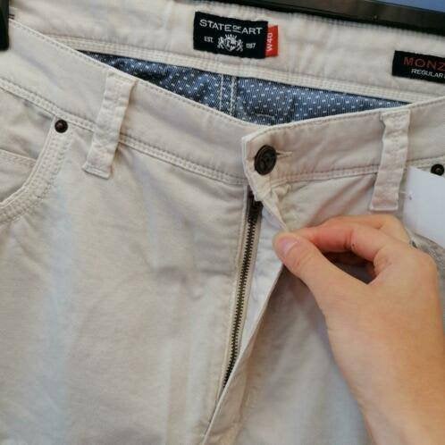 State of art zand/ecru broek mod."Monza" regular W40 36130, State of Art, ., Wit, Maat 56/58 (XL)