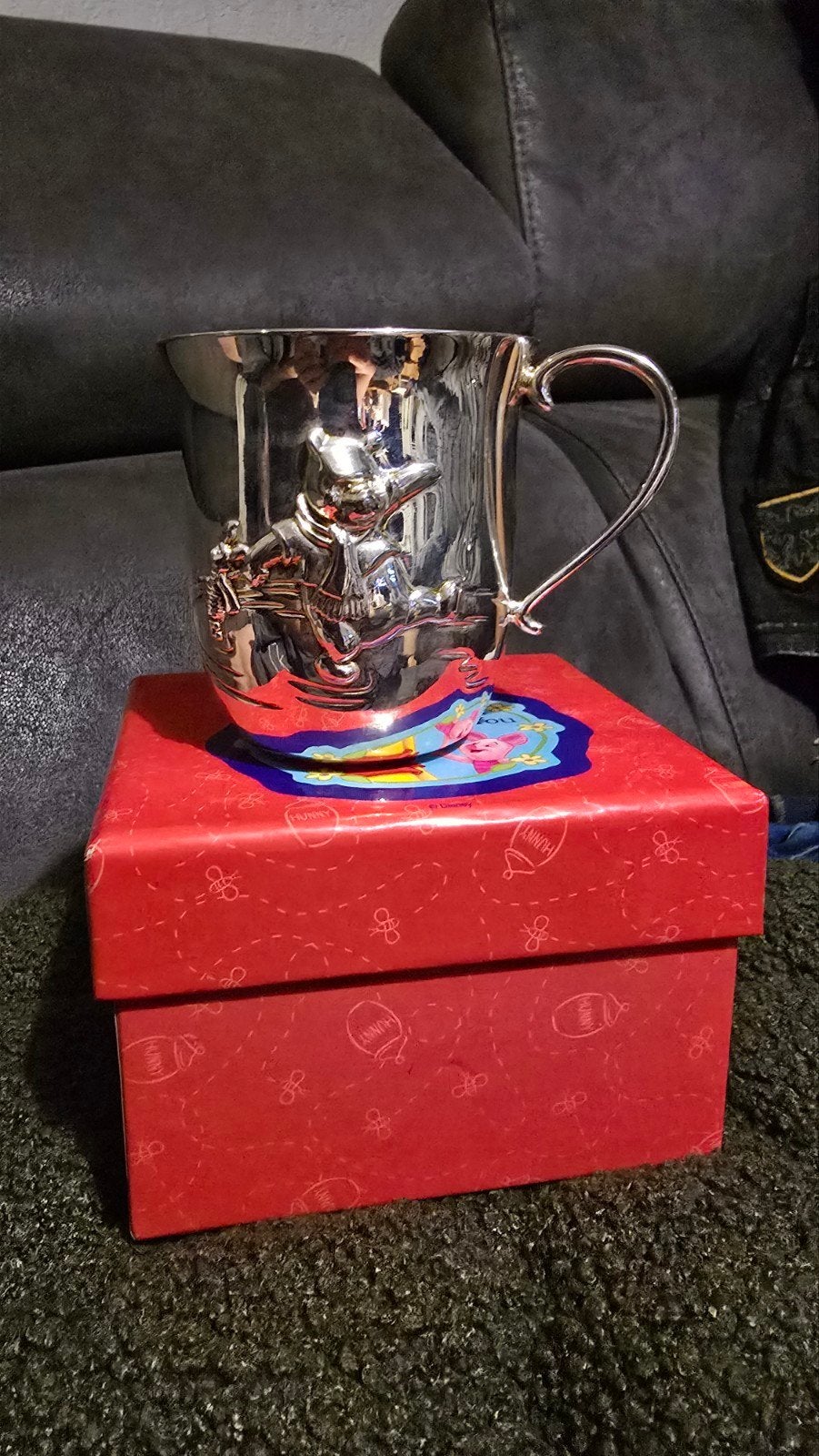 Verzilverde beker Winnie The Pooh Disney mok, Antiek en Kunst, Ophalen of Verzenden, Zilver
