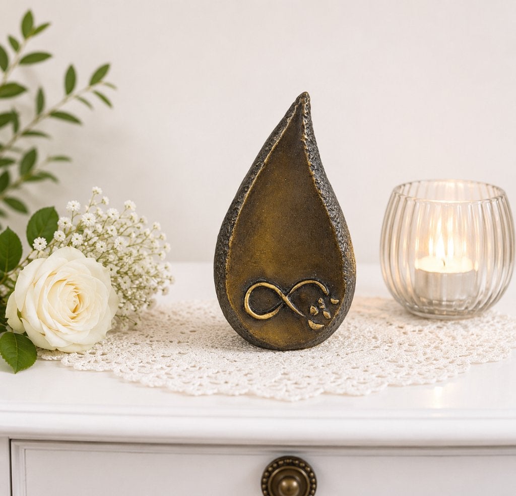 INFINITY / bronzen mini urn, Nieuw, Info@huisentuindecoratiemarie.nl, Huis en tuin decoratie marie, Peize