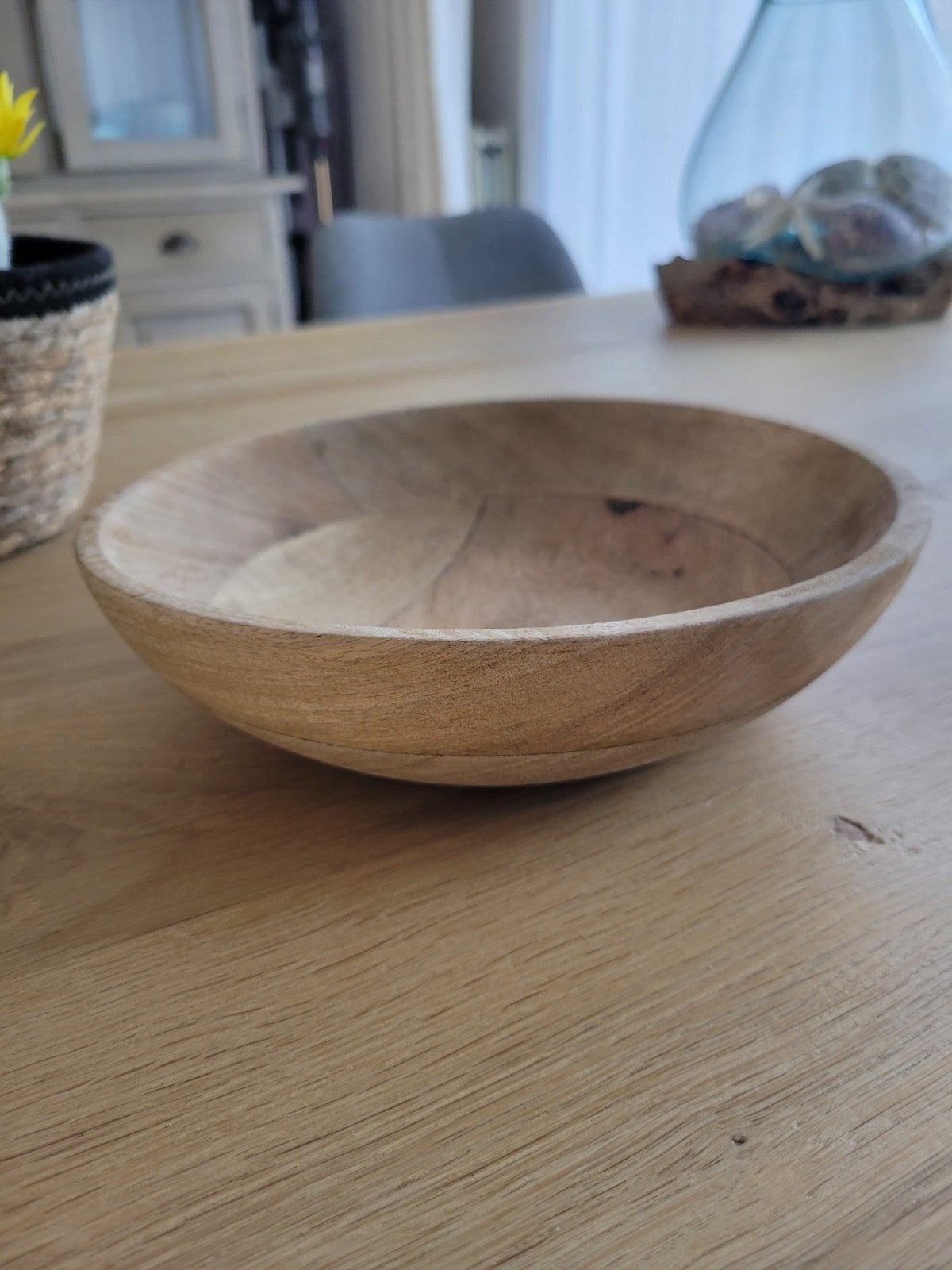 Houten schaal - Decoratieve fruitschaal, Gebruikt, Schaal, Rond, Ophalen of Verzenden