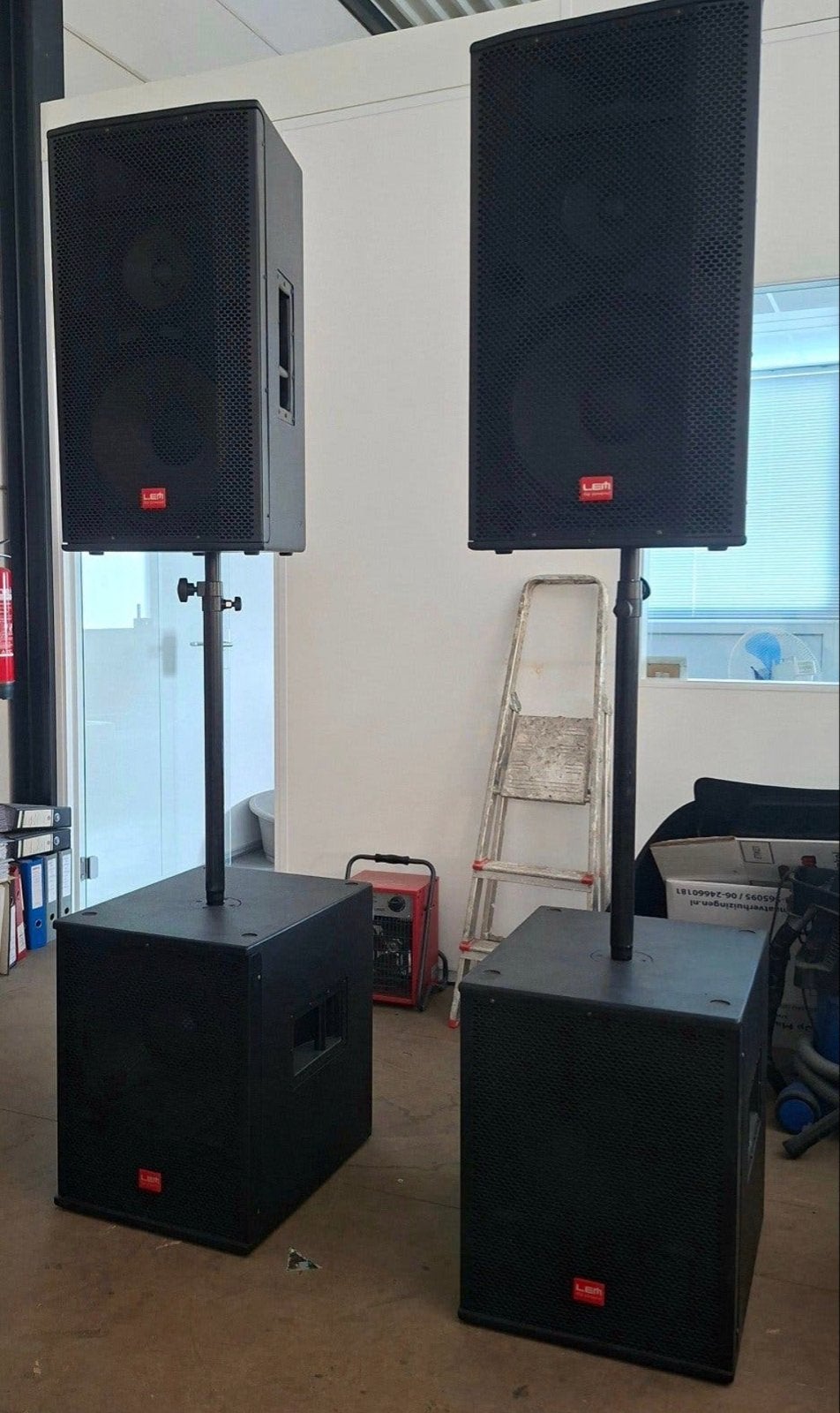 LEM Speakerset met stroomkabels, Gebruikt, Inclusief kabels, Speakerset, Ophalen of Verzenden
