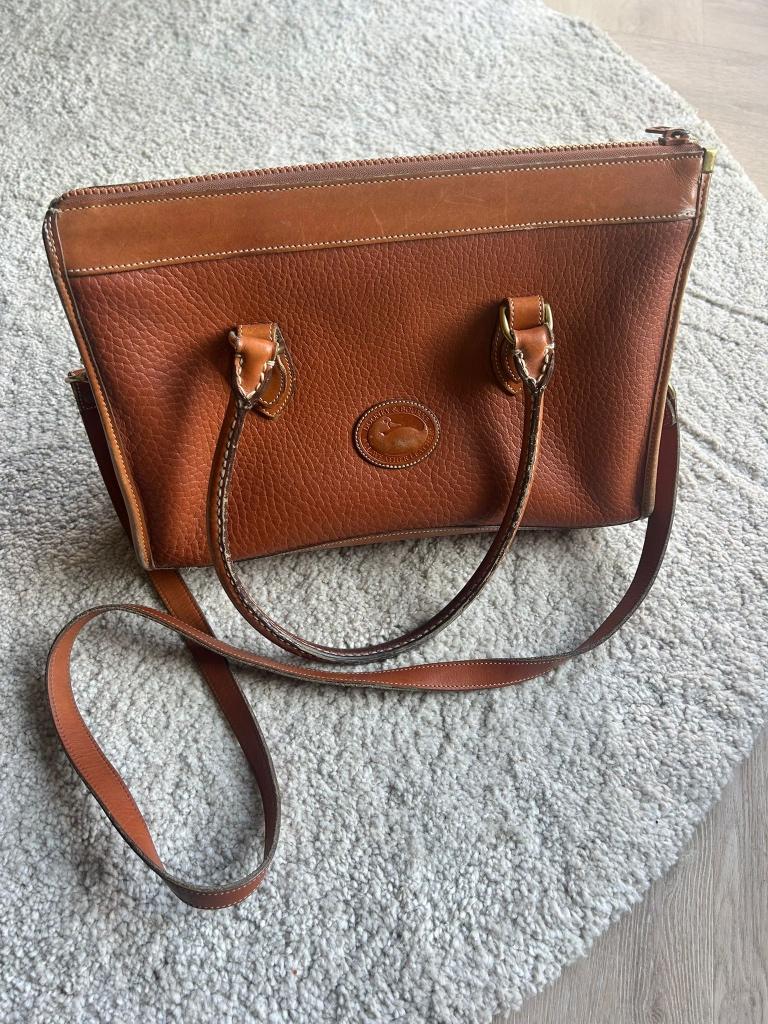 Vintage Dooney & Bourke Handtas Leer Bruin, Ophalen of Verzenden, Gebruikt, Bruin, Handtas
