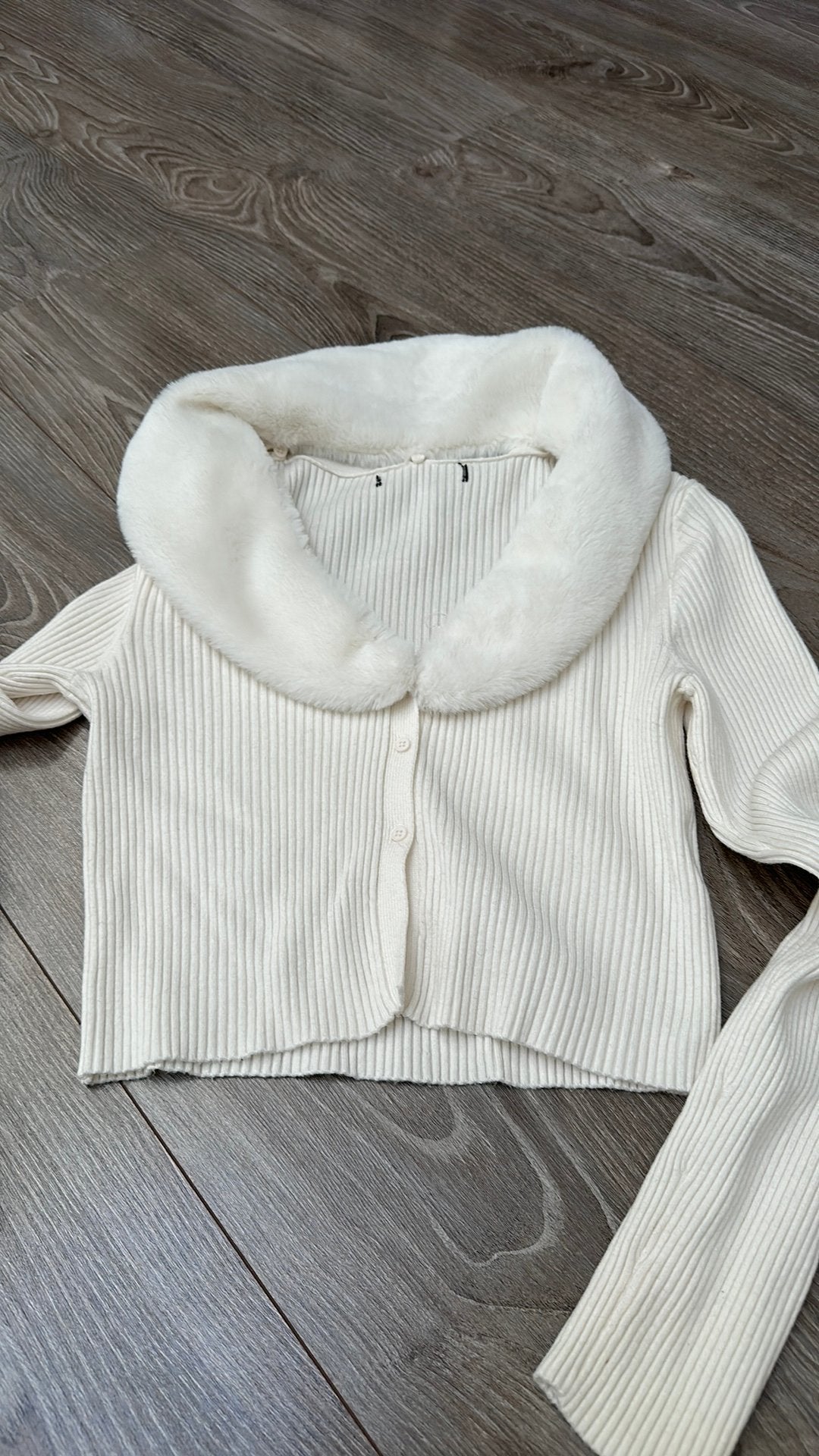 Witte vestje met bont kraag, Ophalen of Verzenden, Zo goed als nieuw, Maat 38/40 (M), Wit