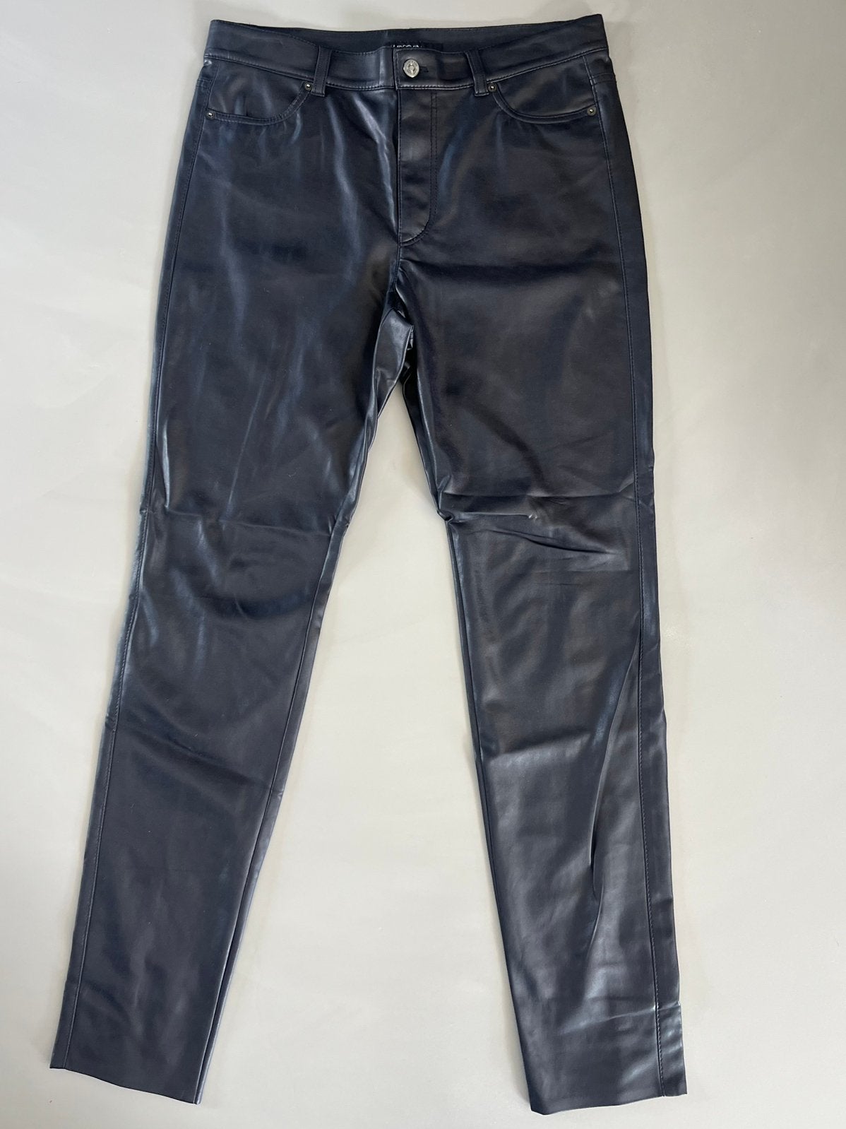 Prachtige Marc Cain Slim Fit imitatieleren broek N4 40/42, Maat 38/40 (M), Zwart, Nieuw, Ophalen of Verzenden