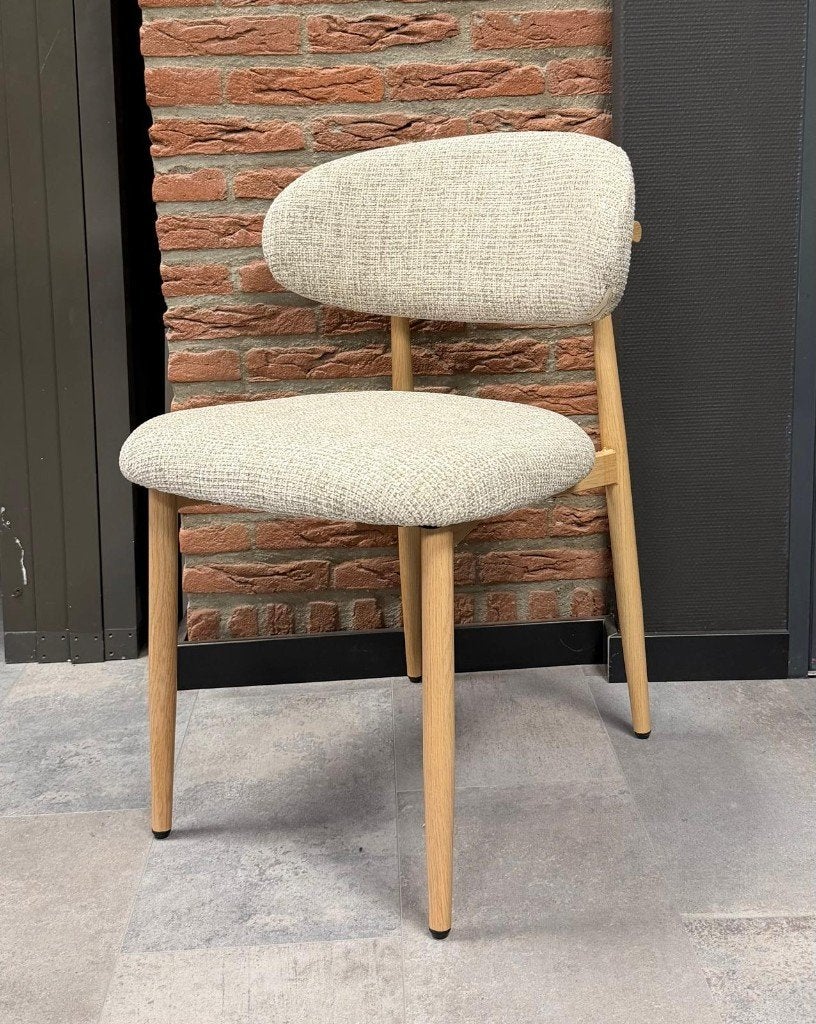Eetkamerstoelen 6 japandi Beige Naturel of Walnoot, Huis en Inrichting, Stoelen, Overige kleuren, Nieuw, Ophalen of Verzenden