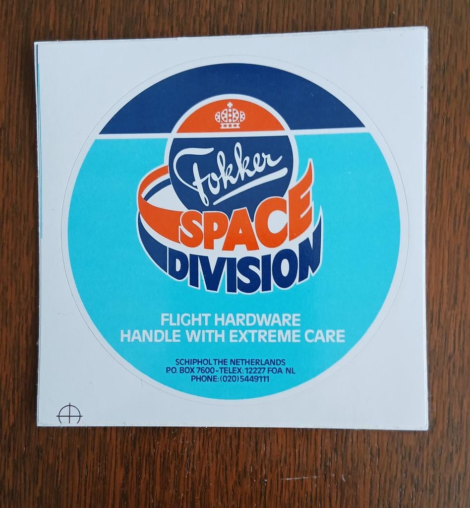 Fokker Space Division Sticker, Verzenden, Nieuw, Bedrijf of Vereniging