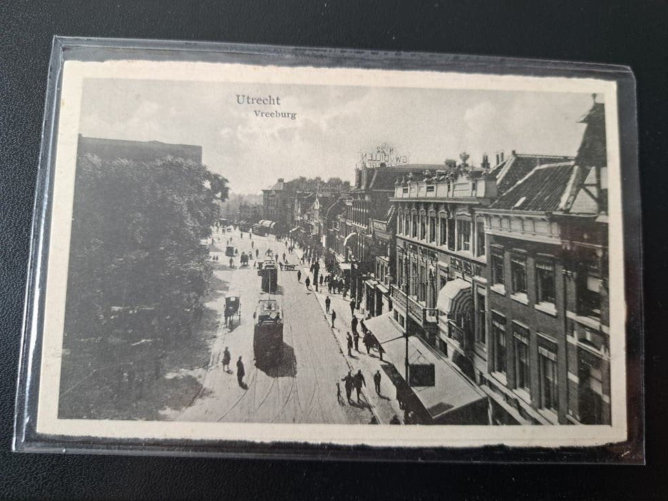 Ansichtkaart Utrecht Vreeburg straatbeeld, Verzenden, 1920 tot 1940, Ongelopen, Utrecht