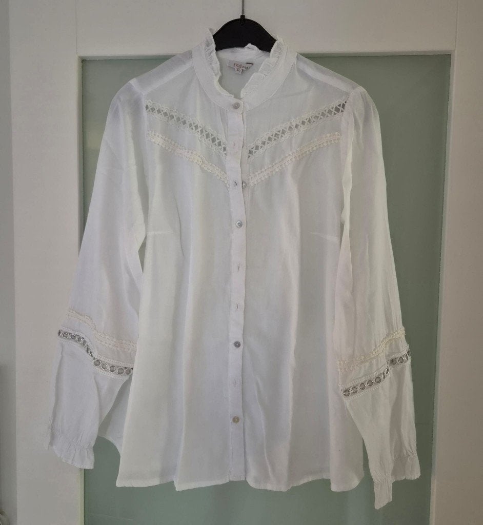 Leuke witte blouse van MS mode maat 40, Maat 38/40 (M), Wit, Ophalen of Verzenden, Zo goed als nieuw