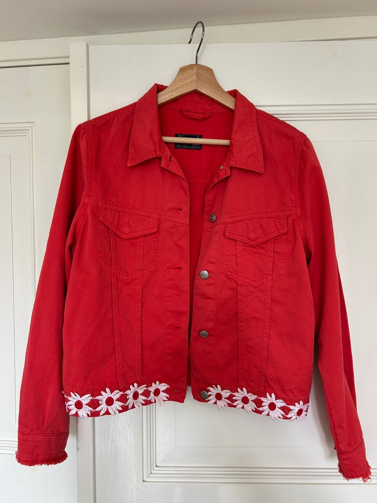 River Woods rood jasje maat L bloemen applicaties, Kleding | Dames, Ophalen of Verzenden, Zo goed als nieuw, Maat 42/44 (L), Rood