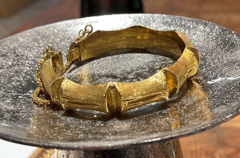 Oosterse Gouden Gelede Vintage Slavenband 18 KRT, Sieraden, Tassen en Uiterlijk, Armbanden, Ophalen of Verzenden, Zo goed als nieuw