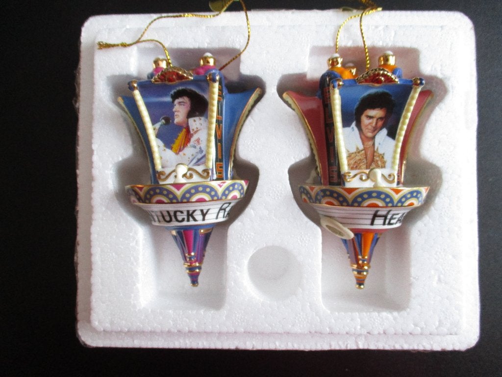 Prachtige Porceleinen ELVIS PRESLEY Kerst-ORNAMENTEN., Verzamelen, Ophalen of Verzenden, Nieuw, Pop, Beeldje of Miniatuur