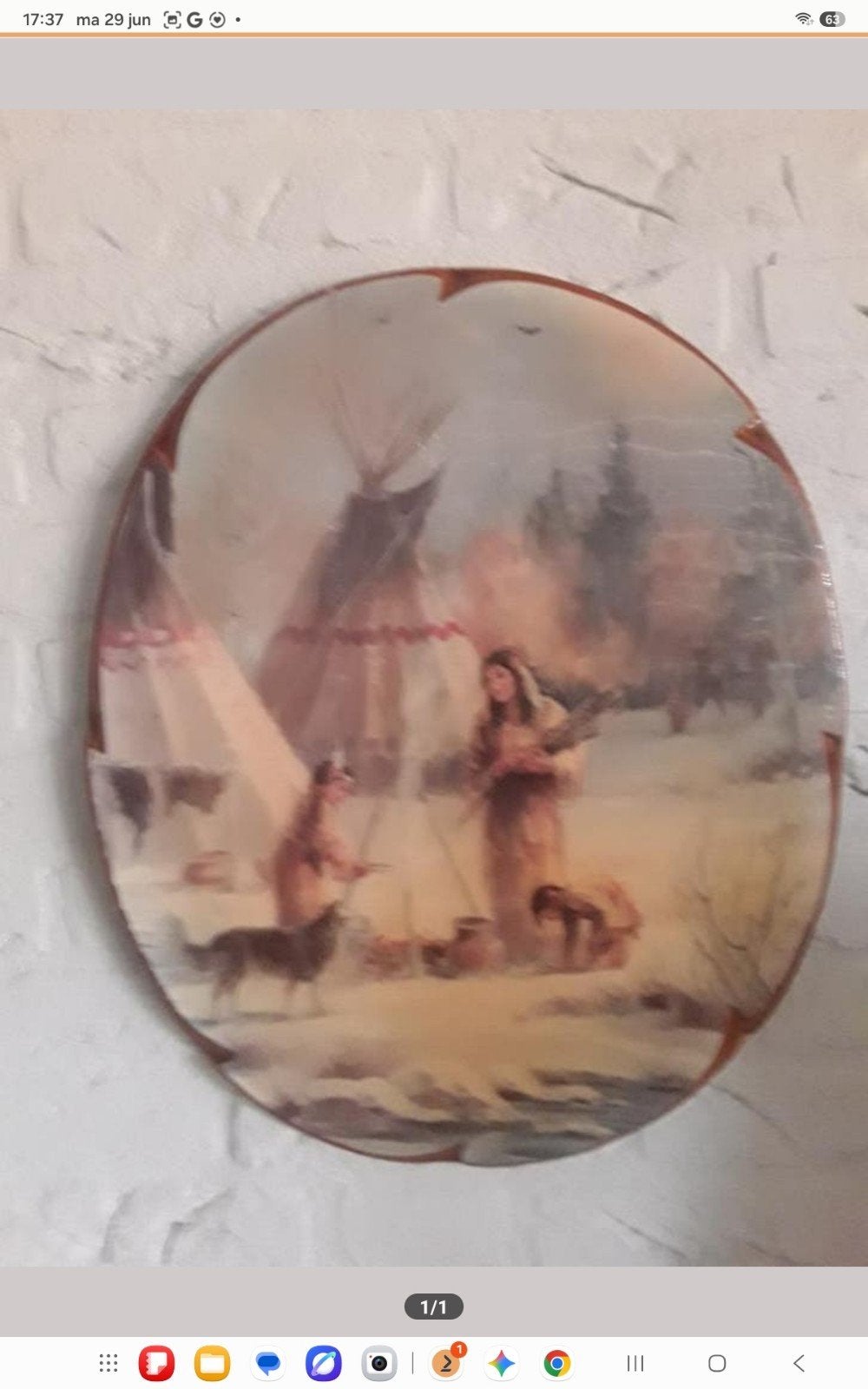 mooie wanddecoratie van indianen afbeelding op hout, Ophalen of Verzenden, Zo goed als nieuw