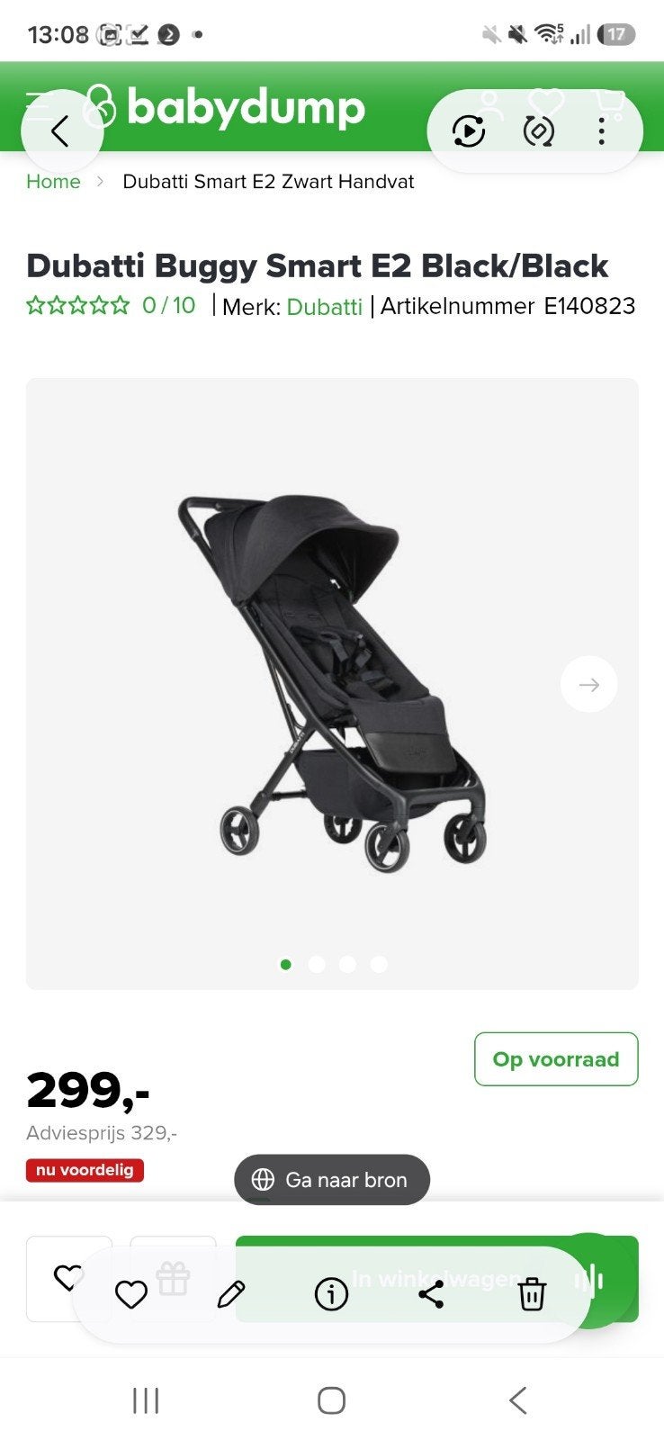 Dubatti Smart E2 Buggy Zwart met accessoires, Ophalen of Verzenden, Gebruikt, Overige merken