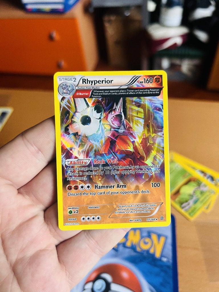 Rhyperior 77/160 Holo Primal Clash Pokemon, Ophalen of Verzenden, Zo goed als nieuw, Losse kaart, Foil