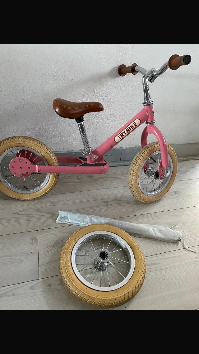 Trybike Steel 2-in-1 Loopfiets Roze (Driewieler/Tweewieler), Ophalen of Verzenden, Gebruikt, Minder dan 16 inch